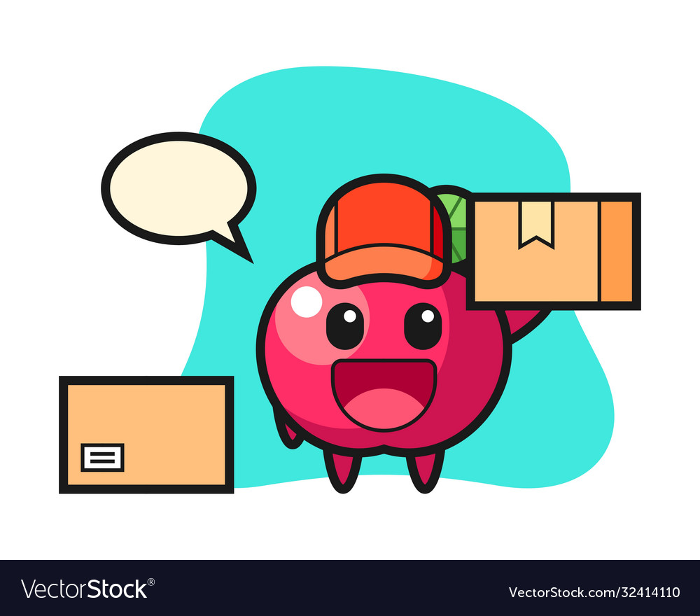 Mascot apple as a courier Royalty Free Vector Image