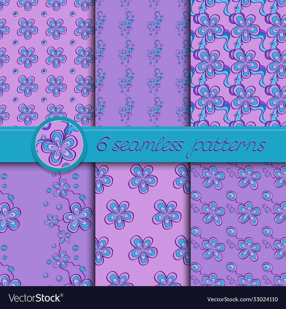 Set seamless patterns with floral elements