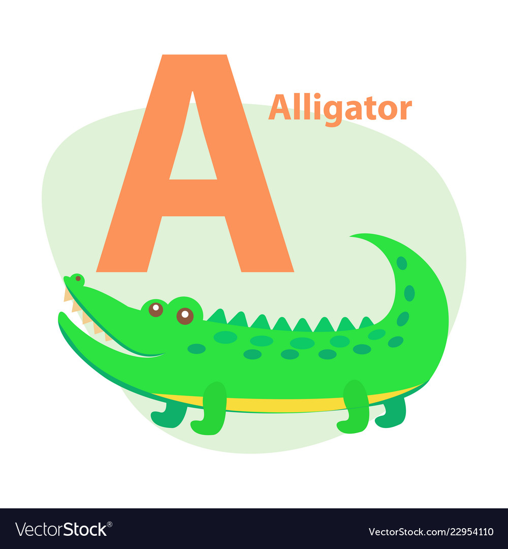 Zoo abc letter with cute alligator cartoon