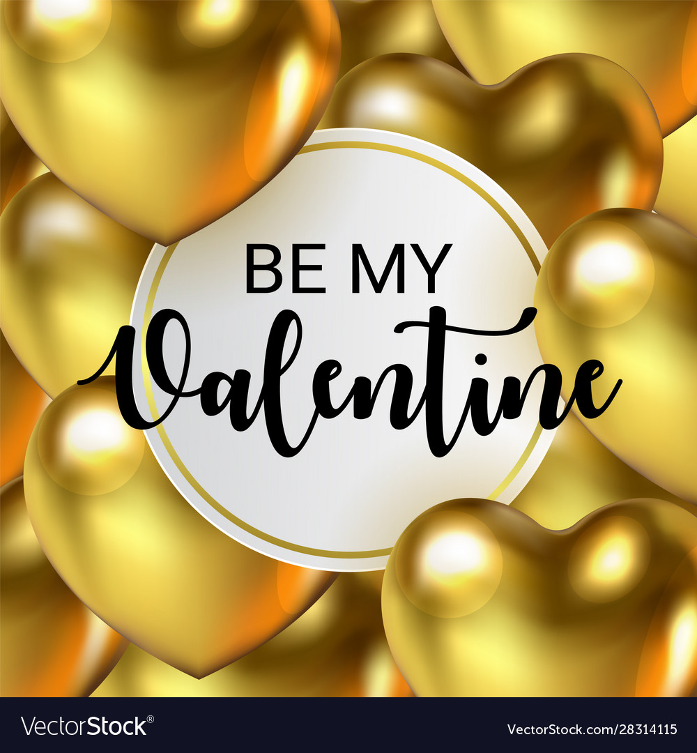 Beautiful be my valentine banner with 3d metallic