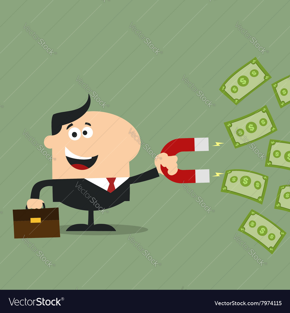 Businessman attracting money