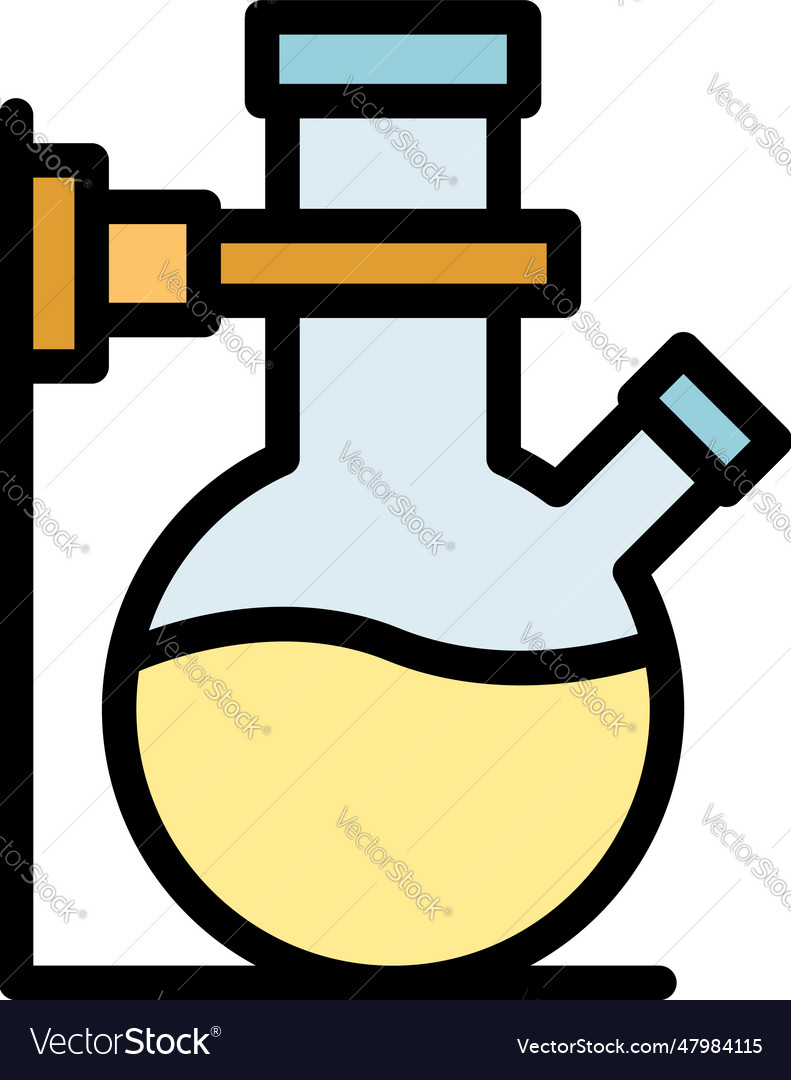 Chemical lab flask icon flat Royalty Free Vector Image