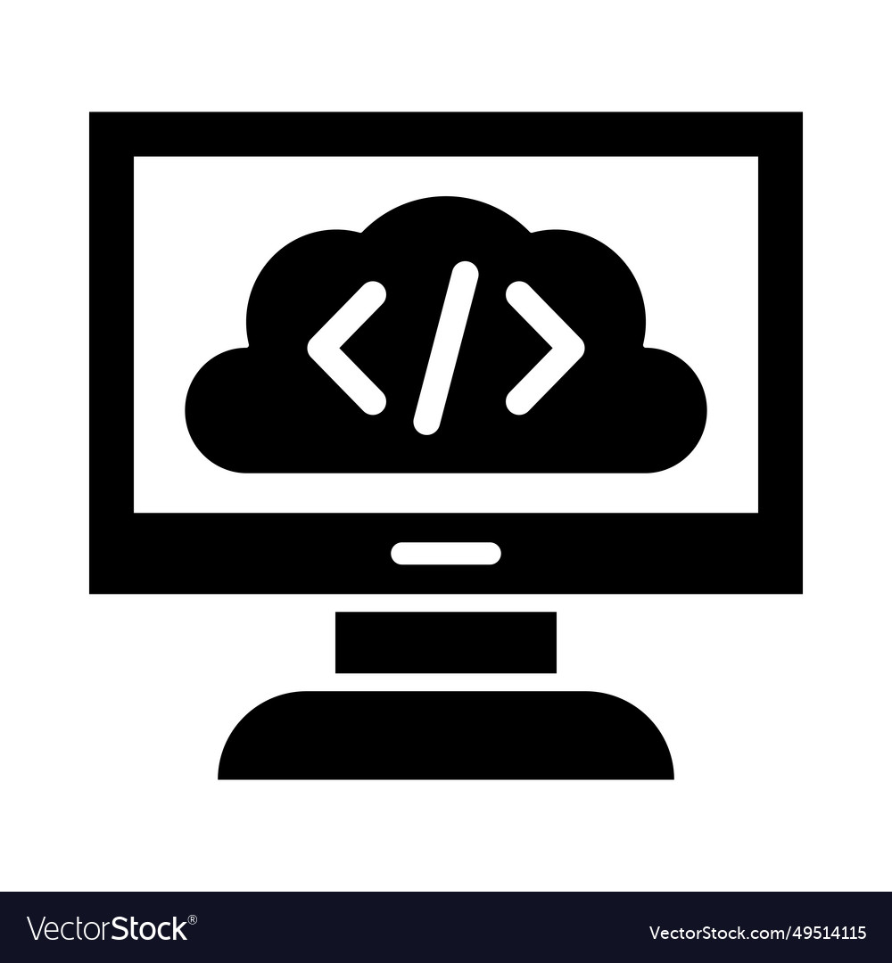 Cloud coding glyph icon for personal