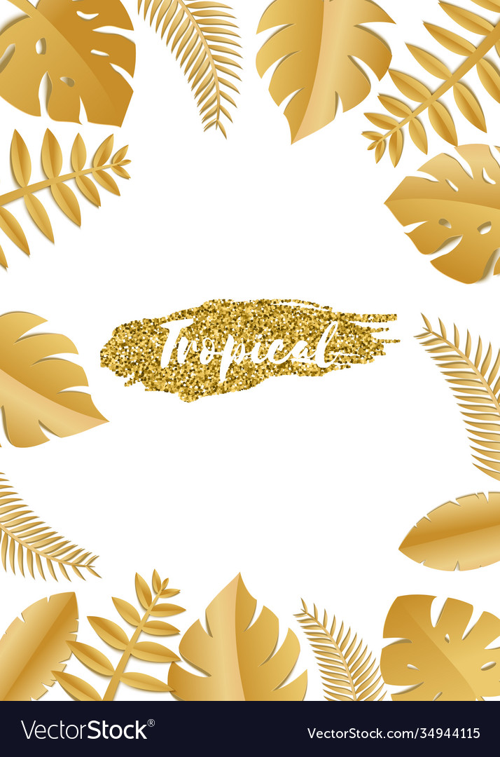 Composition with luxury golden jungle leaves Vector Image