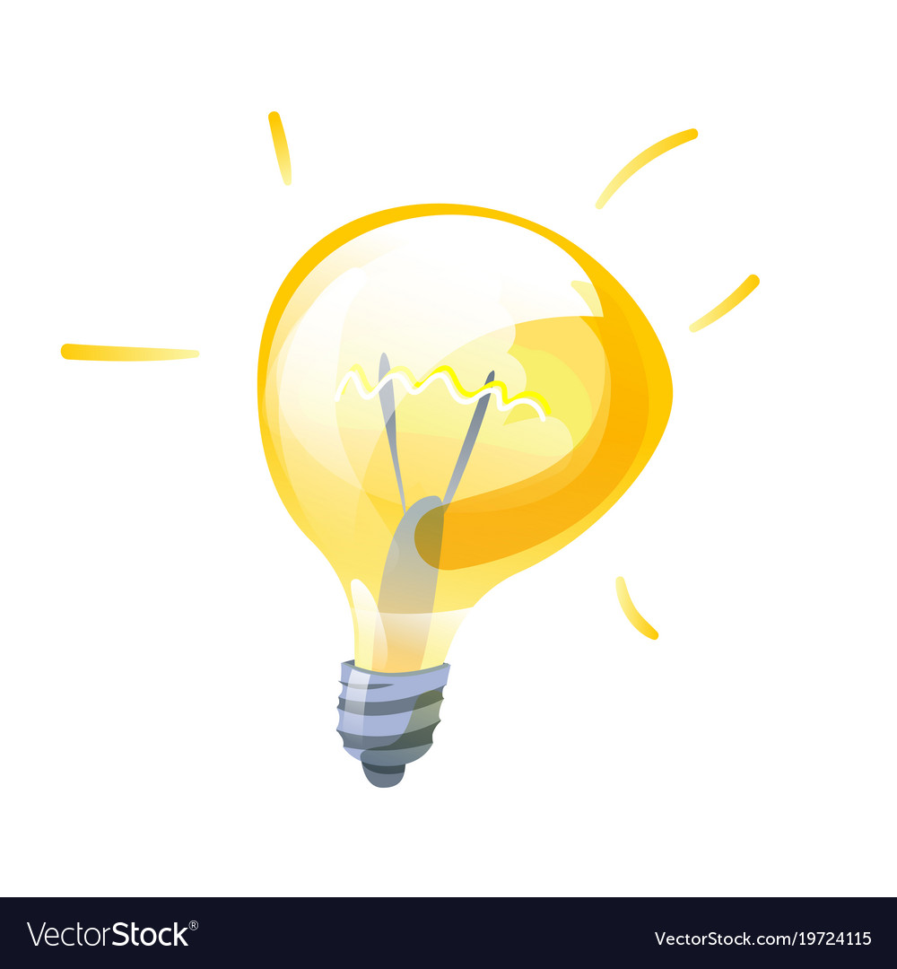 Funny idea lamp turn Royalty Free Vector Image