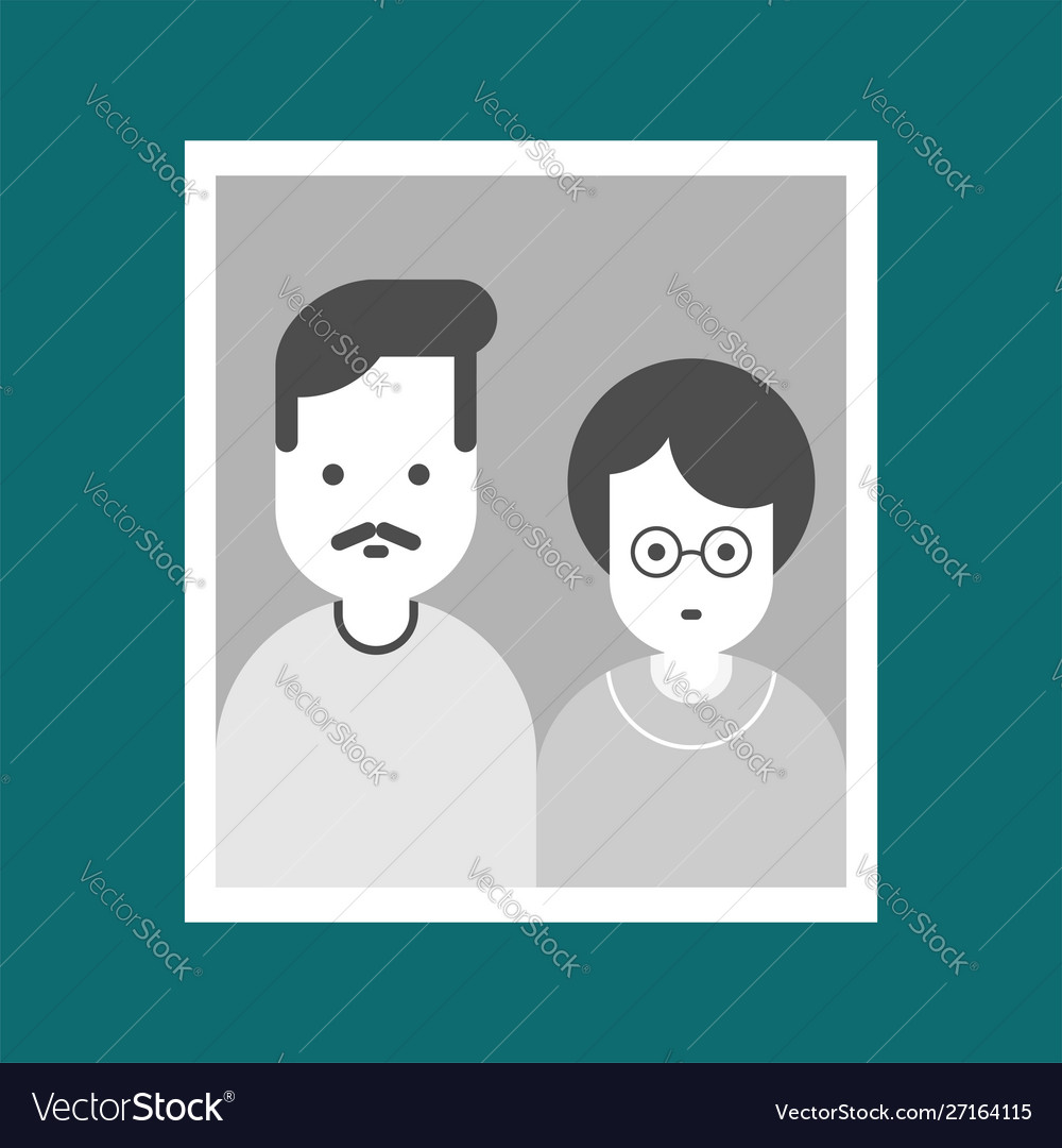 Portrait parents in frame mom and dad family Vector Image