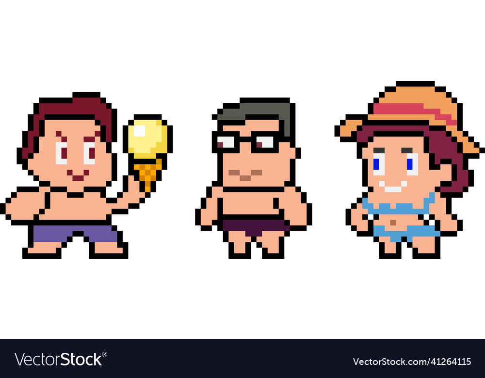 Set of pixel characters in art style