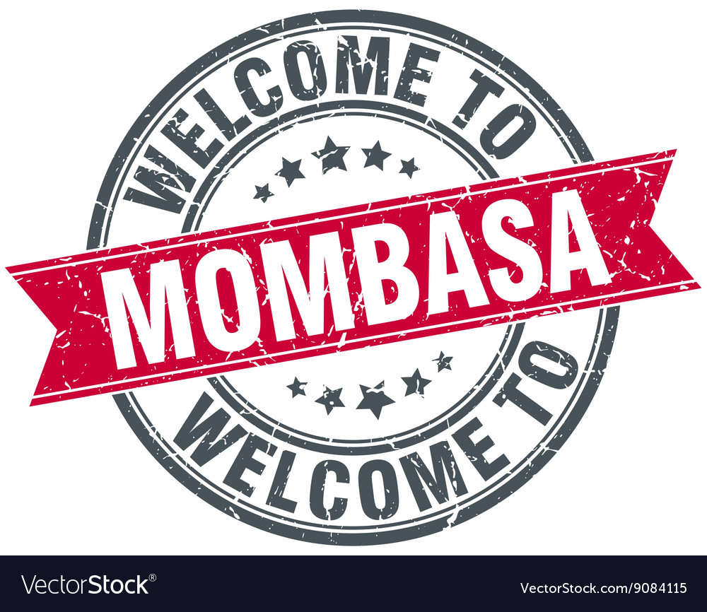 Welcome to mombasa red round vintage stamp