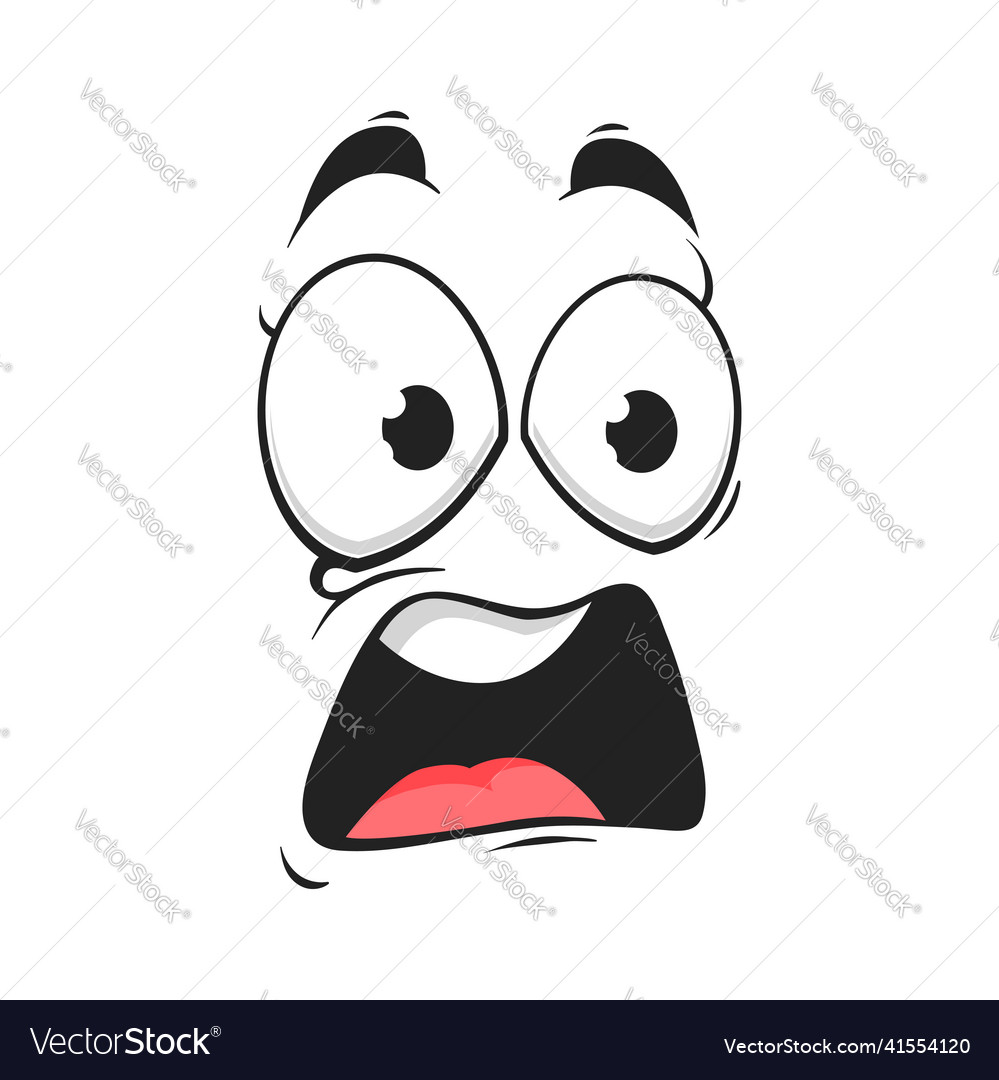 Cartoon surprised face funny character Royalty Free Vector