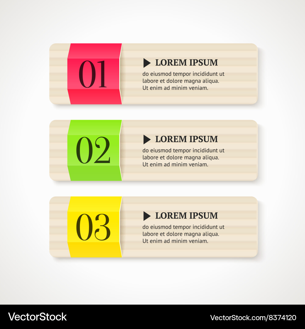 Color Numbered Option Banners On Light Background Vector Image