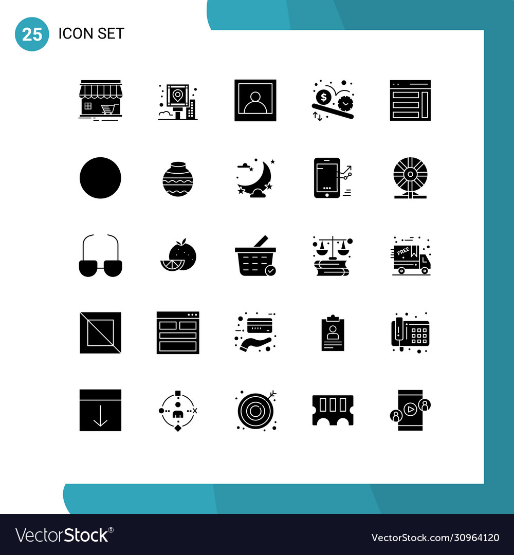 Pictograph set 25 simple solid glyphs