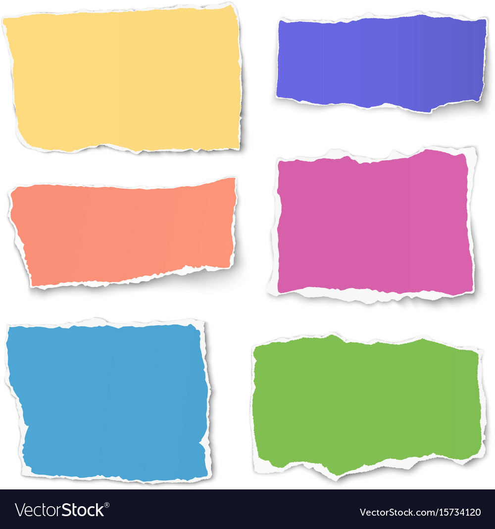 Set colour paper tears isolated on white Vector Image