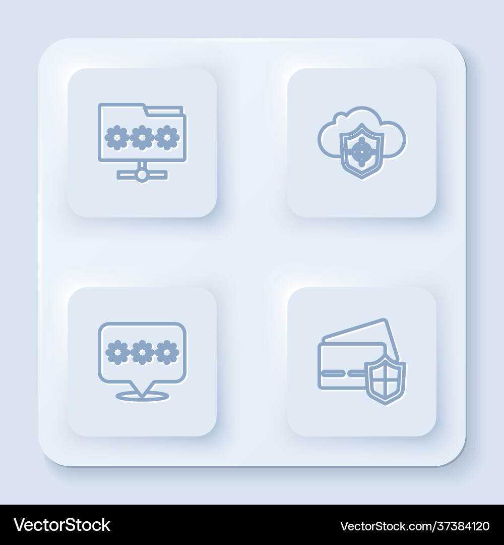 Set line folder with password cloud and shield Vector Image