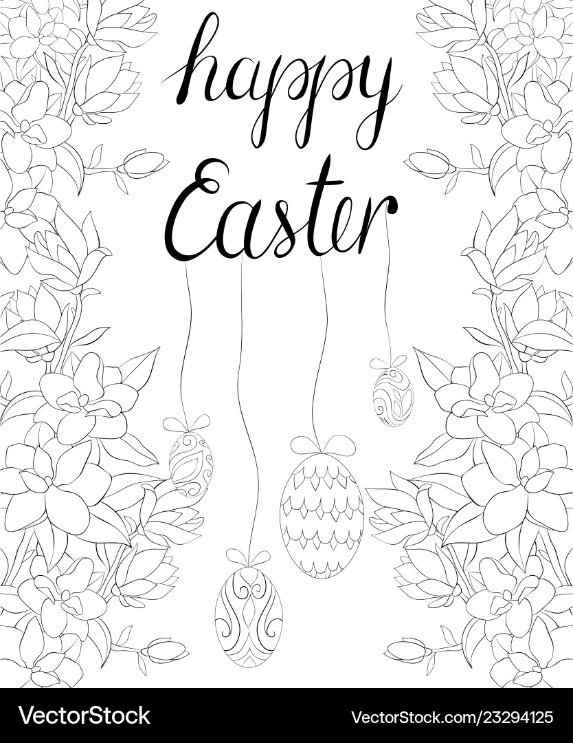 Adult coloring bookpage easter eggs and Royalty Free Vector