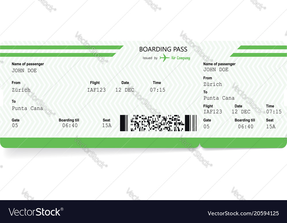 airplane ticket blank green