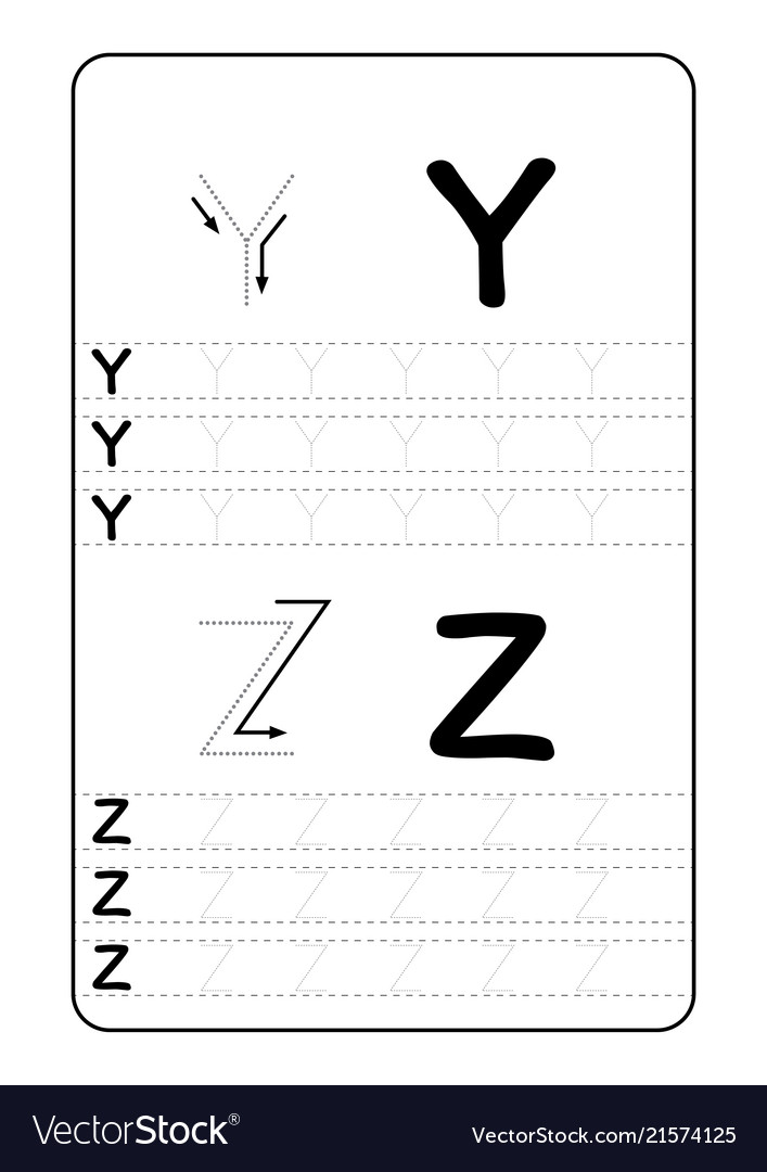 Alphabet letters tracing worksheet with alphabet Vector Image