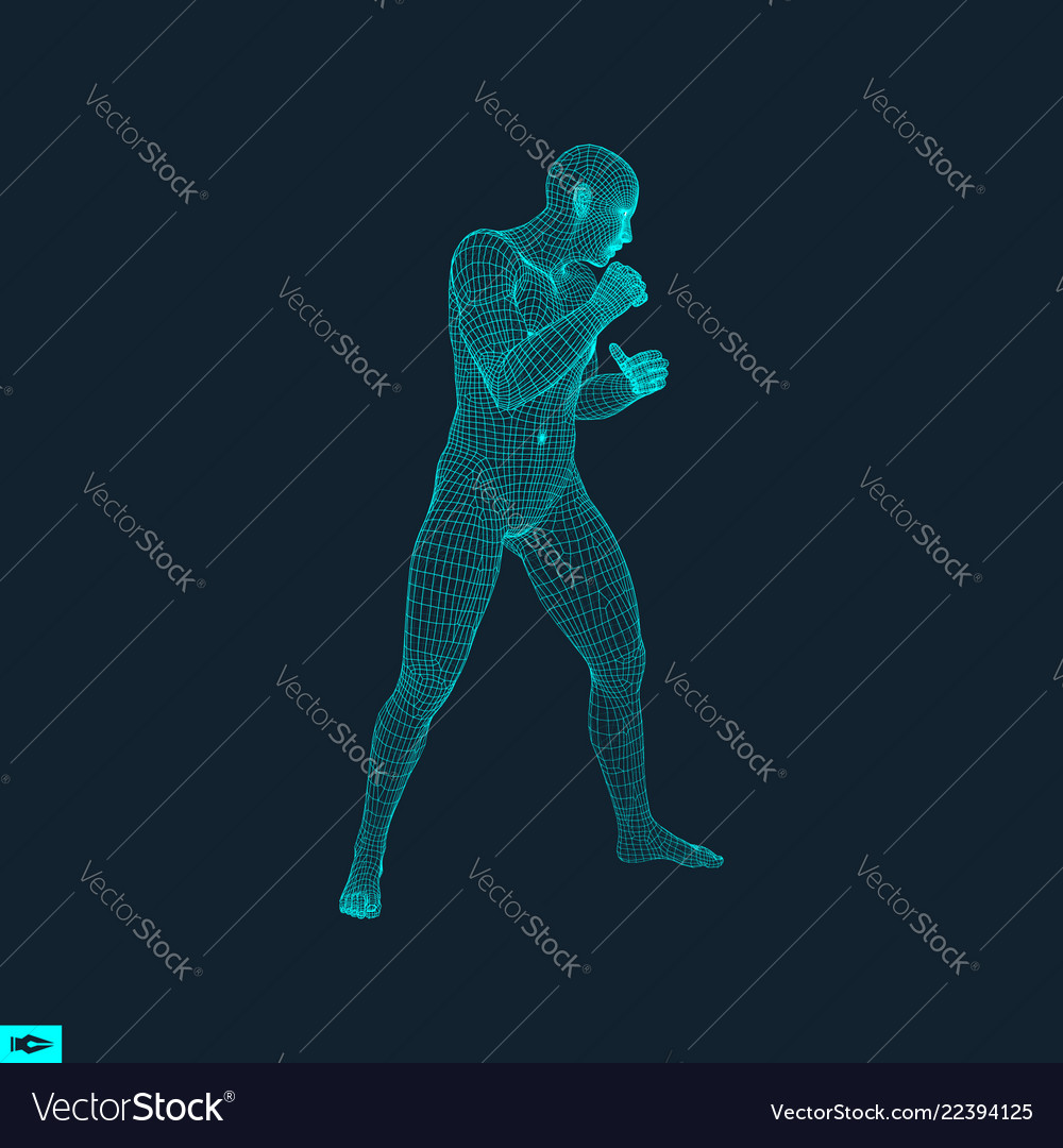 Boxer fighting man 3d model of sport symbol Vector Image