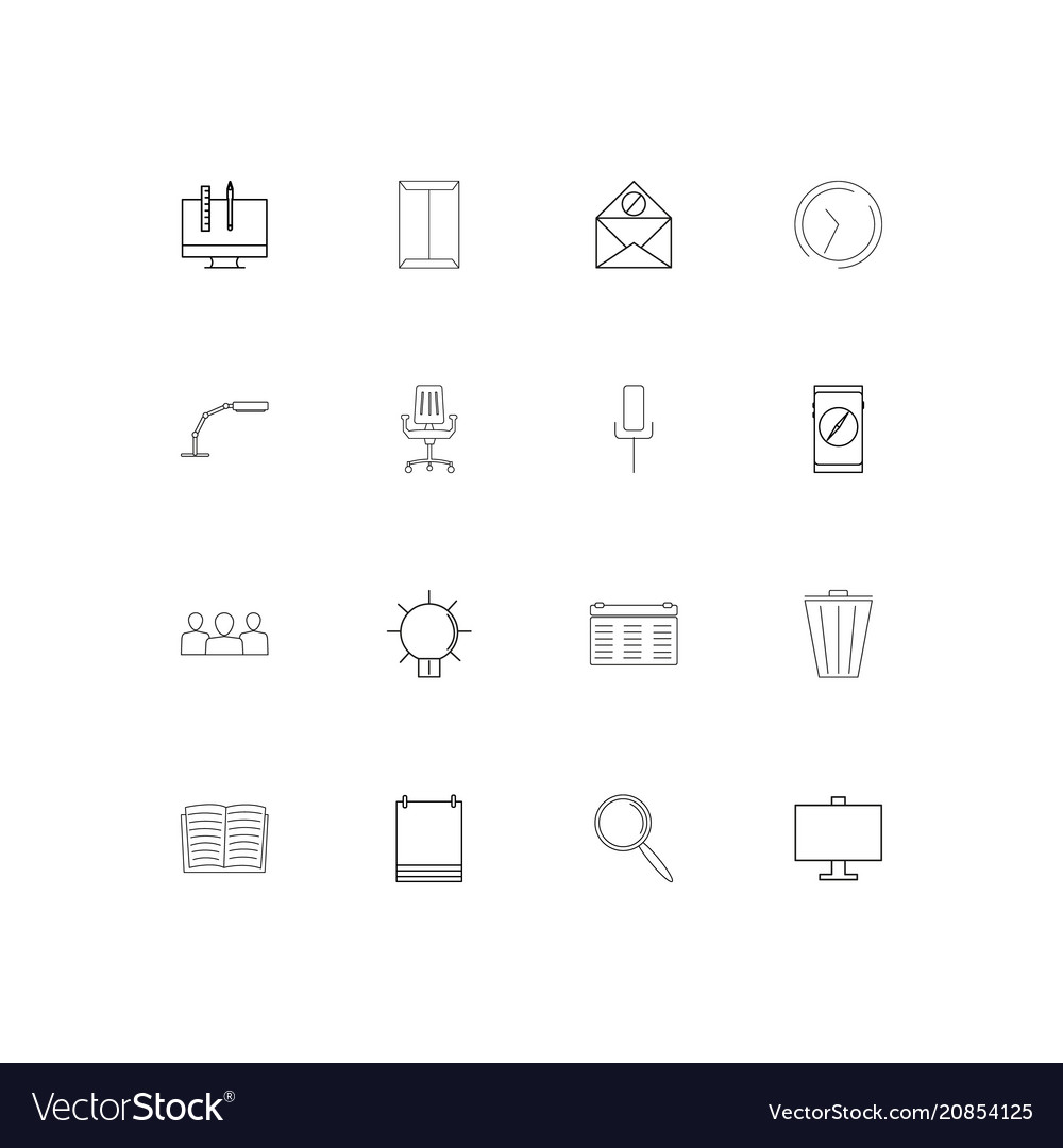 Business and office linear thin icons set