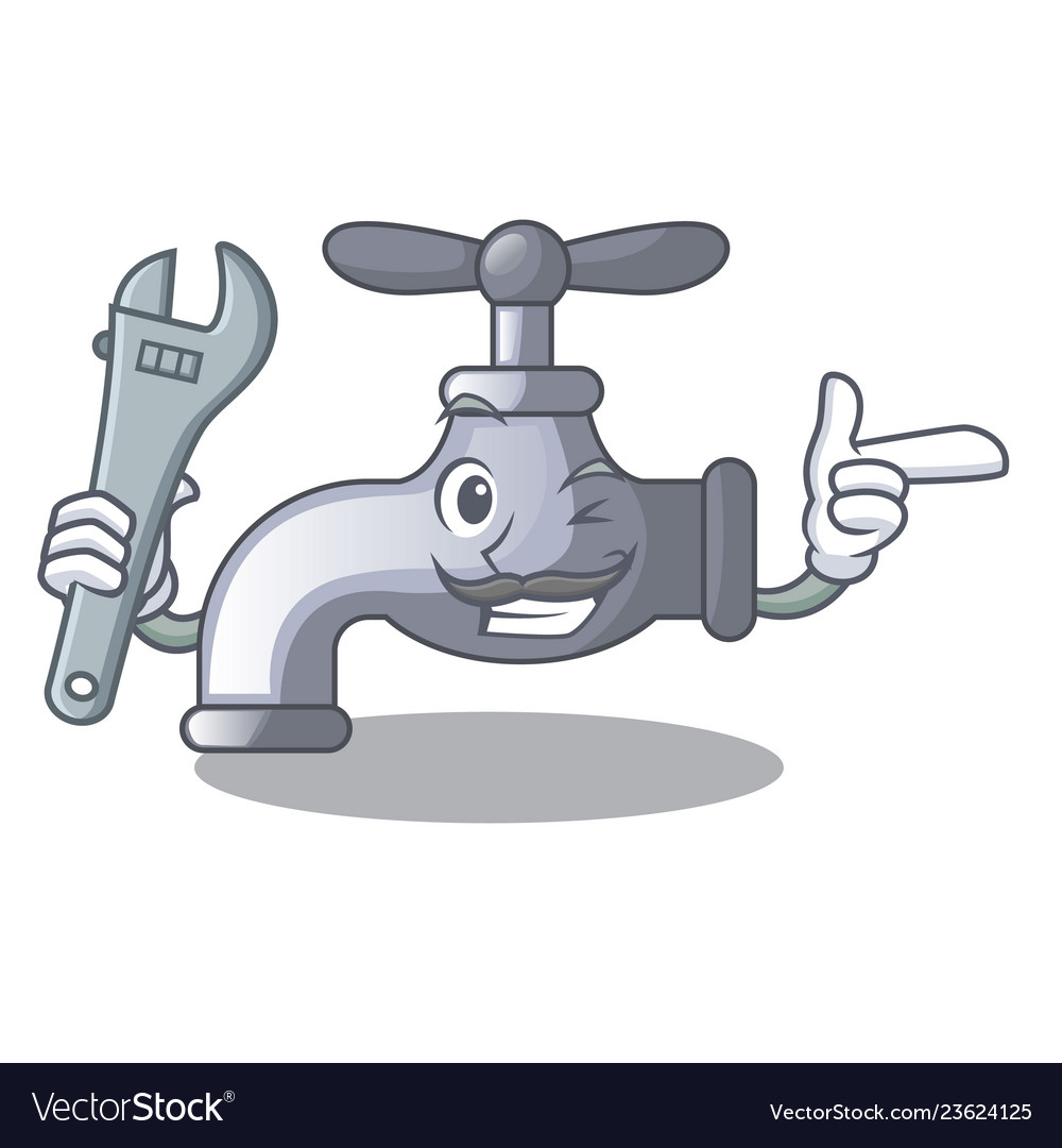 Mechanic water tap in shape wooden cartoon Vector Image Mechanic water tap in shape wooden cartoon Vector Image