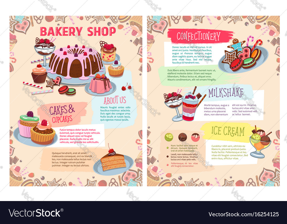 Poster Bakery Sweet Desserts And Cakes Royalty Free Vector