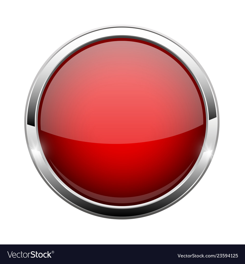 Red glass button shiny round 3d web icon Vector Image