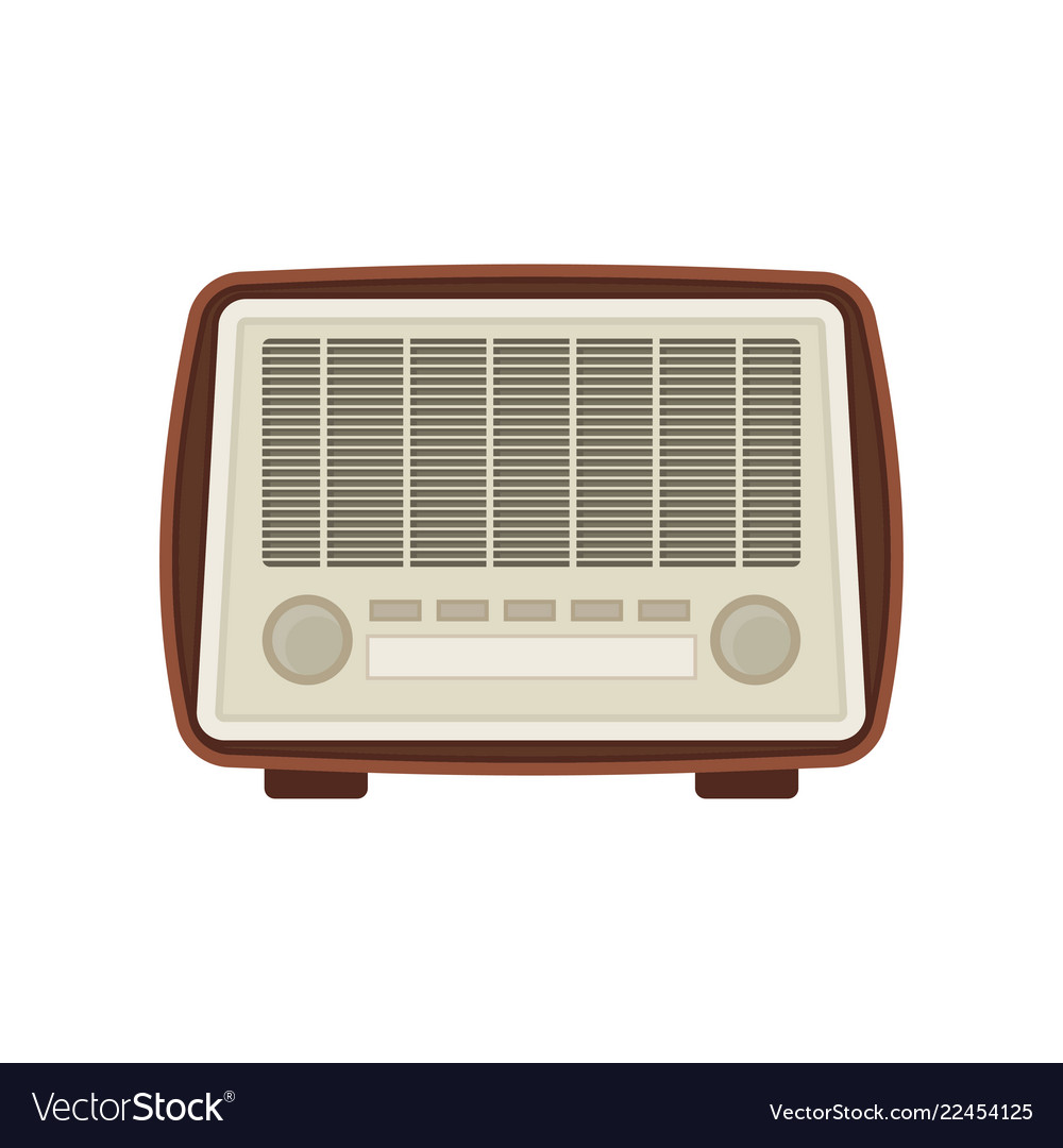 Retro wooden radio with buttons and two settings Vector Image