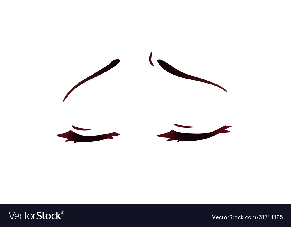 Happy Anime Style Big Blue Eyes Hand Drawn Vector Illustration