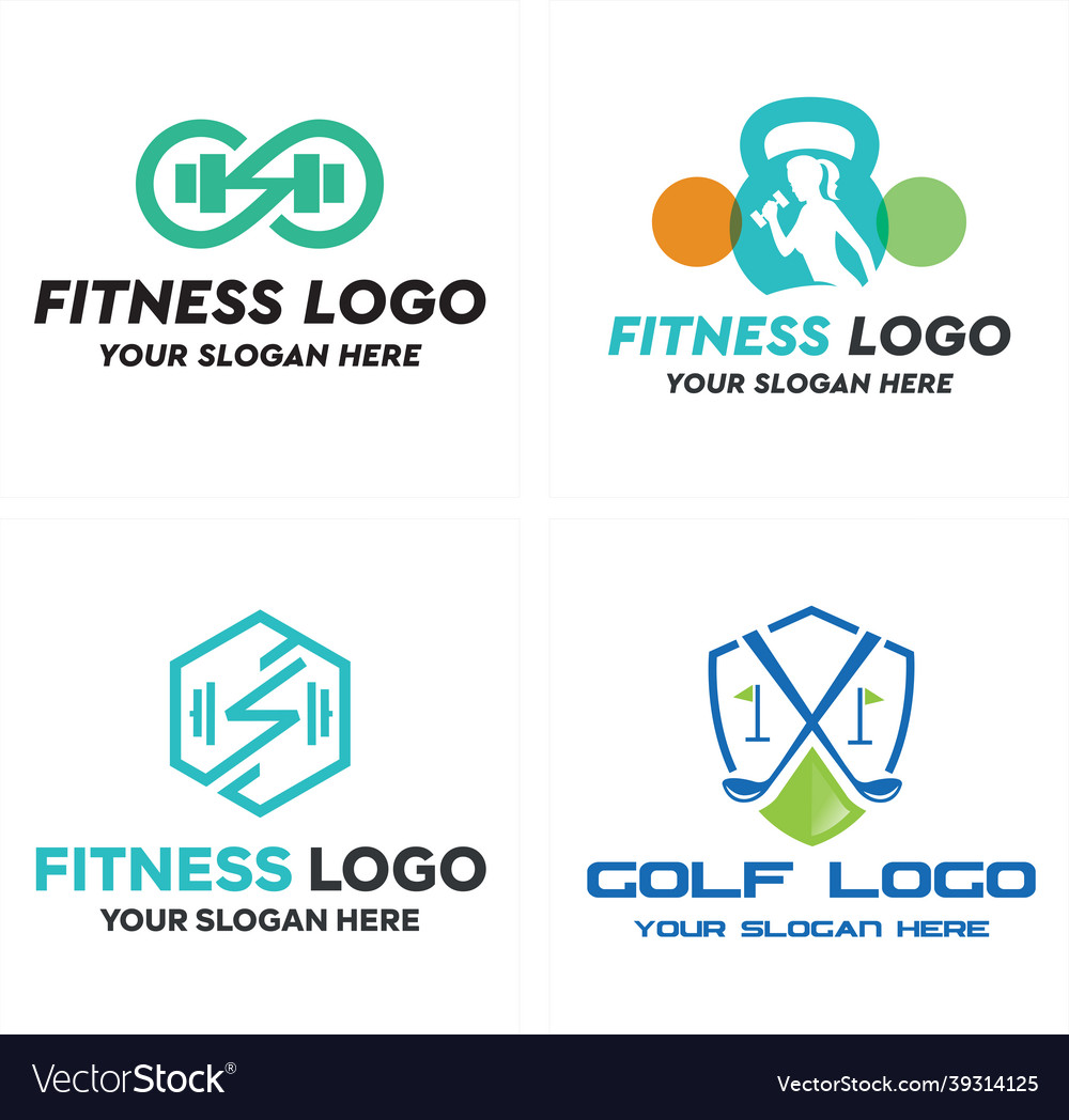 Sport fitness gym and golf tournament logo design Vector Image