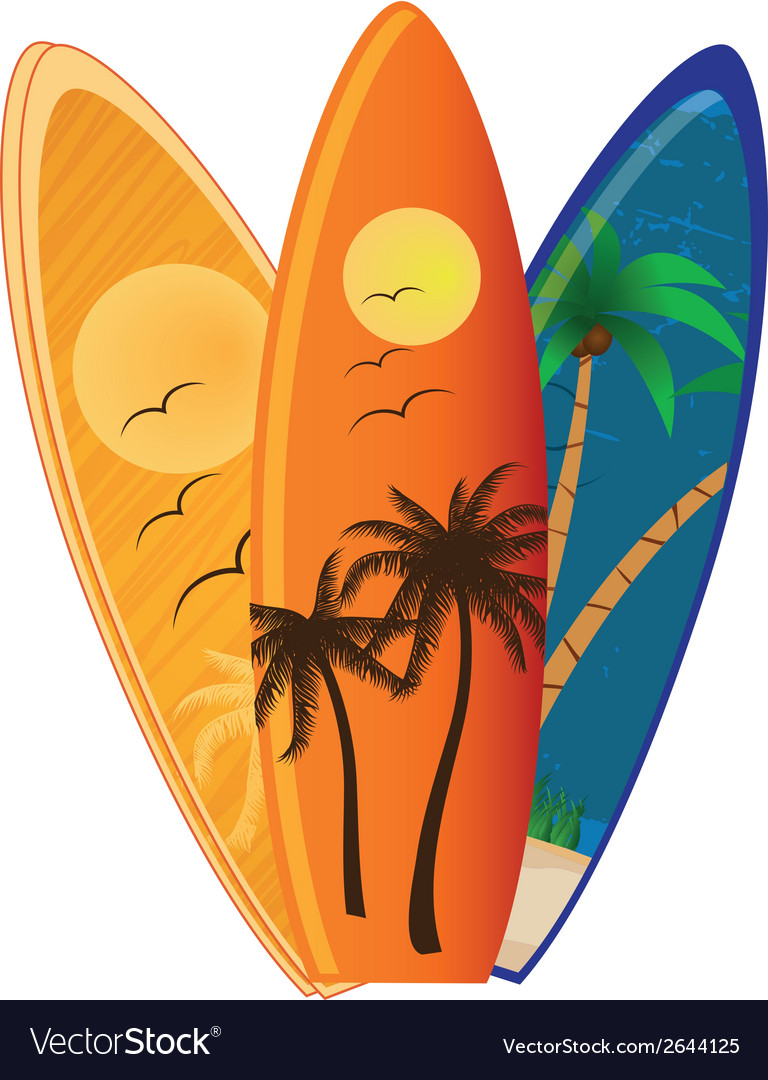 Three different surfboards with textures