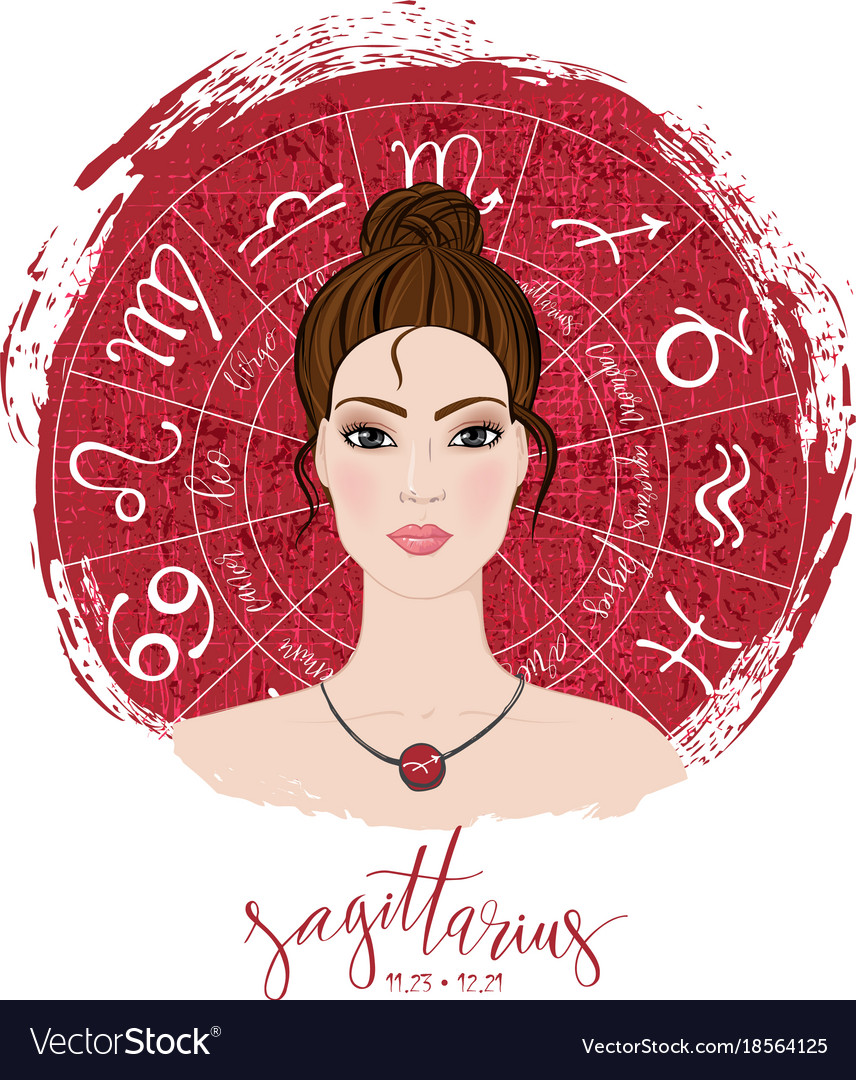 Zodiac signs sagittarius in image of beauty girl