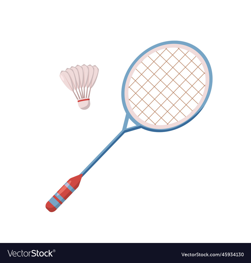 Badminton racket with shuttlecock isolated Vector Image