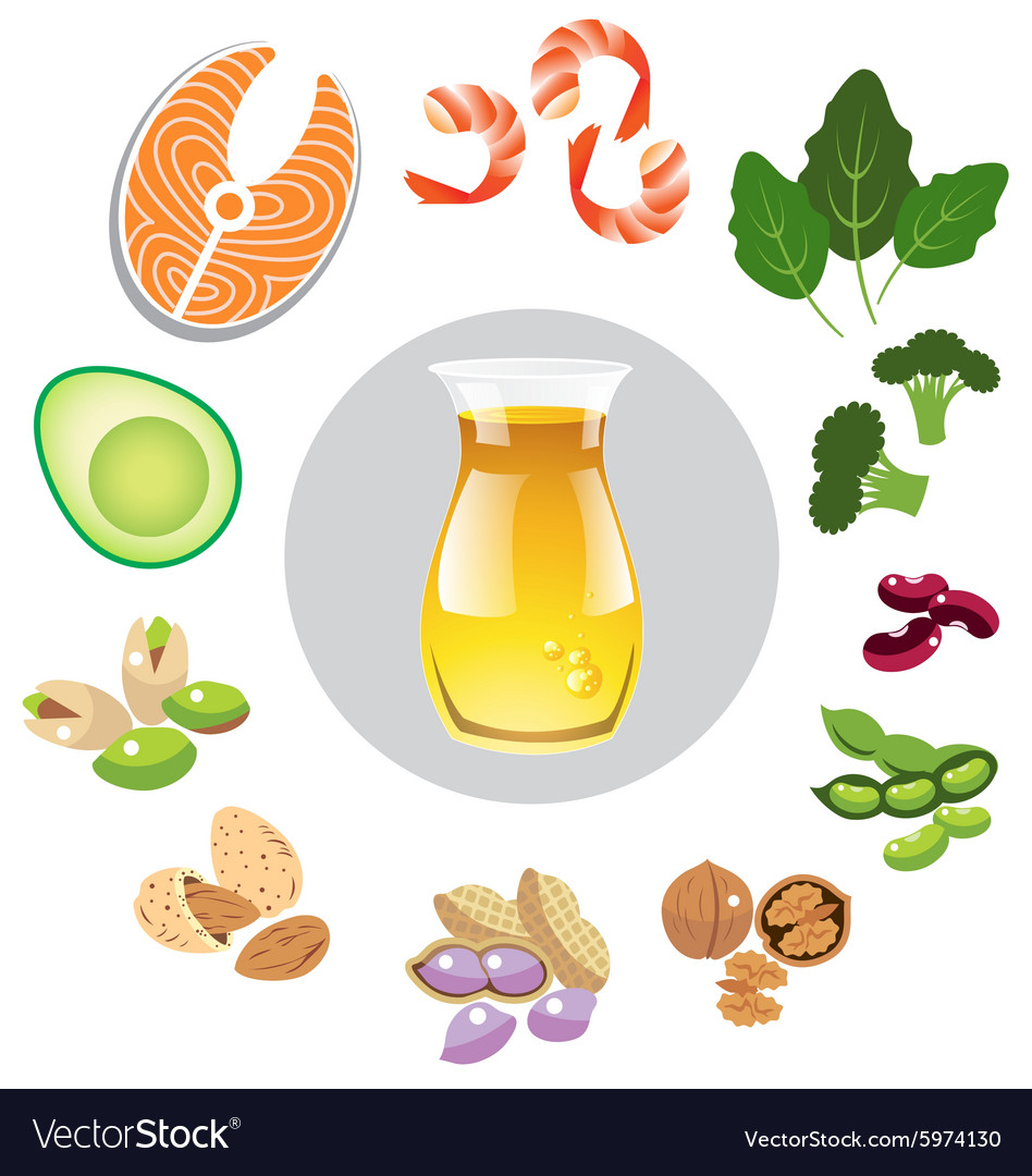 Best sources of omega 3 Royalty Free Vector Image