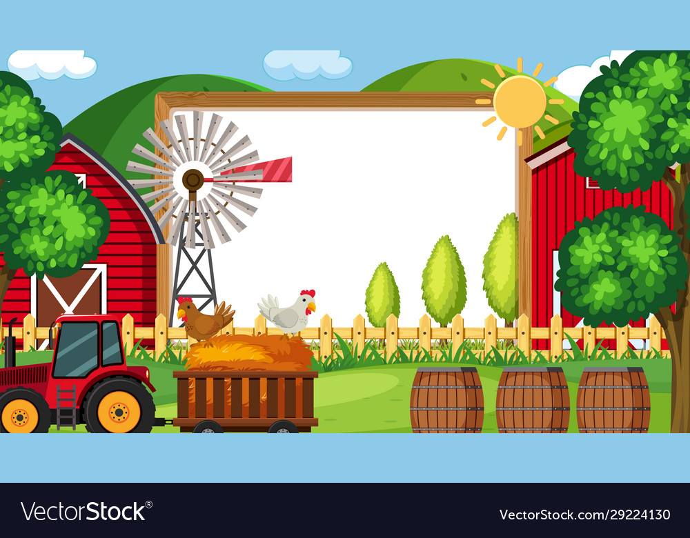 Border template with farm scene in background Vector Image