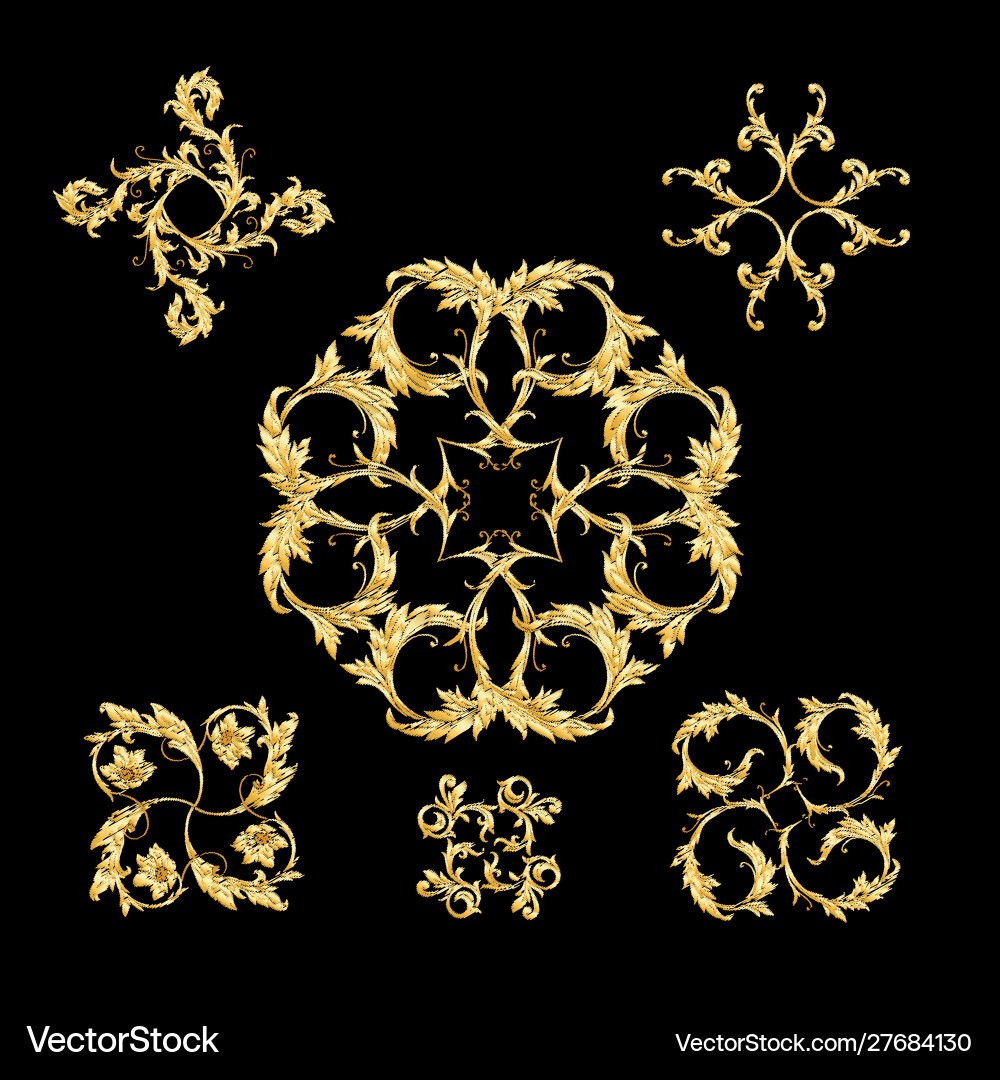 Elements in baroque rococo victorian Royalty Free Vector