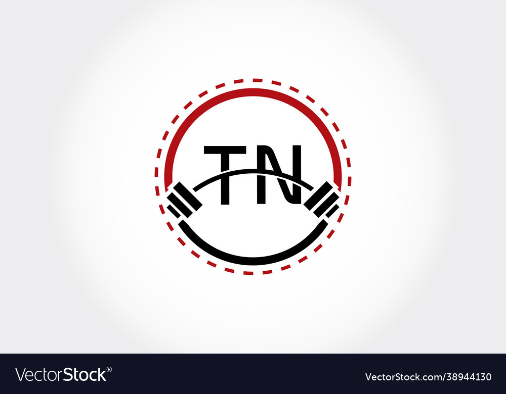 Initial tn letter alphabet with a barbell lifting