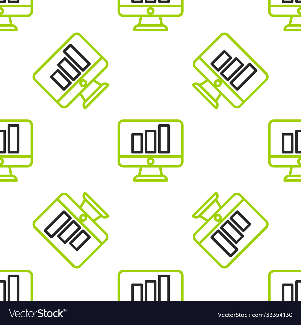 Line computer monitor with graph chart icon Vector Image
