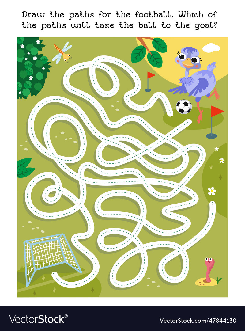 Maze game activity for children draw paths Vector Image