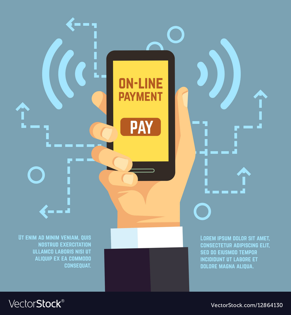 Online Payment Transfer Mobile Pay With Royalty Free Vector Online Payment Transfer Mobile Pay With Vector Image