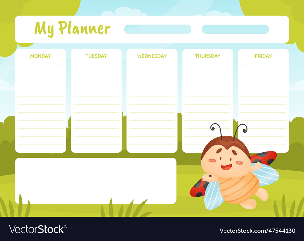 Planner mit niedlichen Marienkäfer gefleckten Flügeln