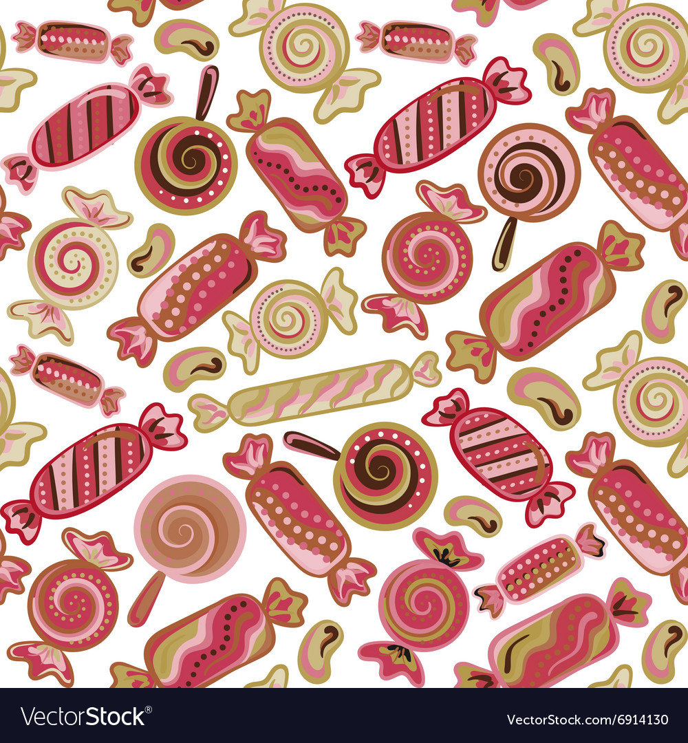 Seamless background with various candies