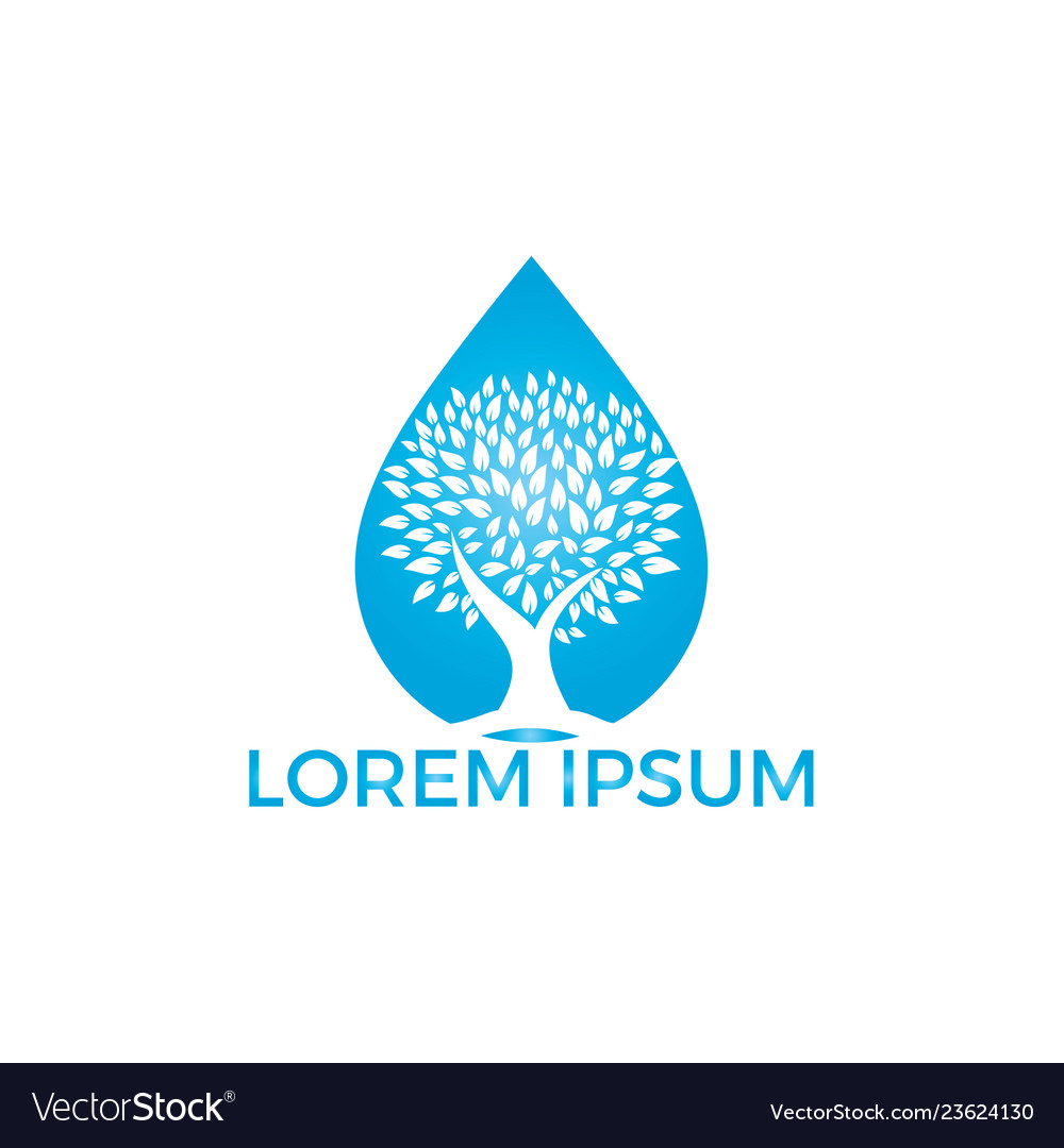 Water drop with tree icon logo design