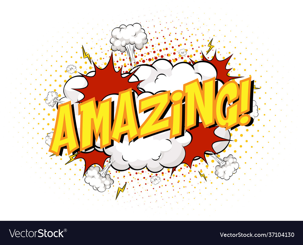 Word Amazing On Comic Cloud Explosion Background Vector Image