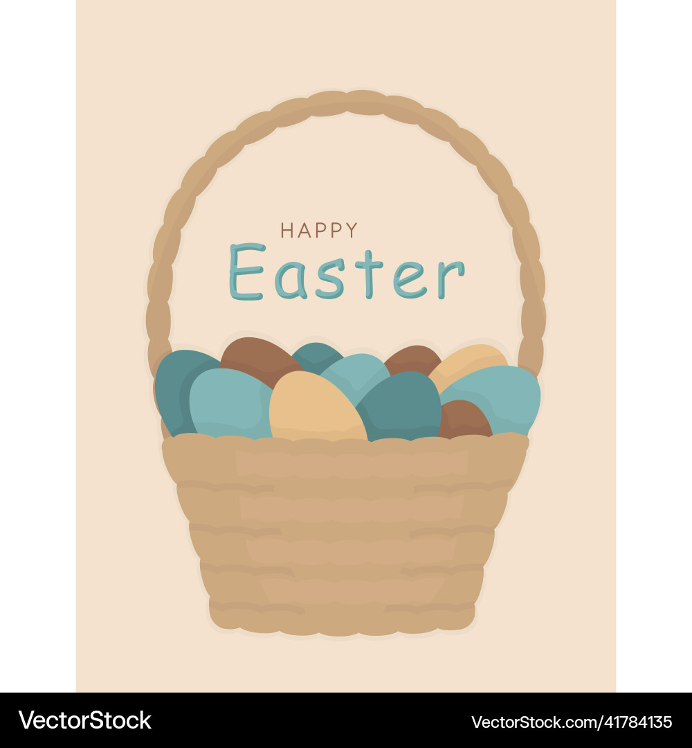Happy easter gift card basket full of eggs Vector Image