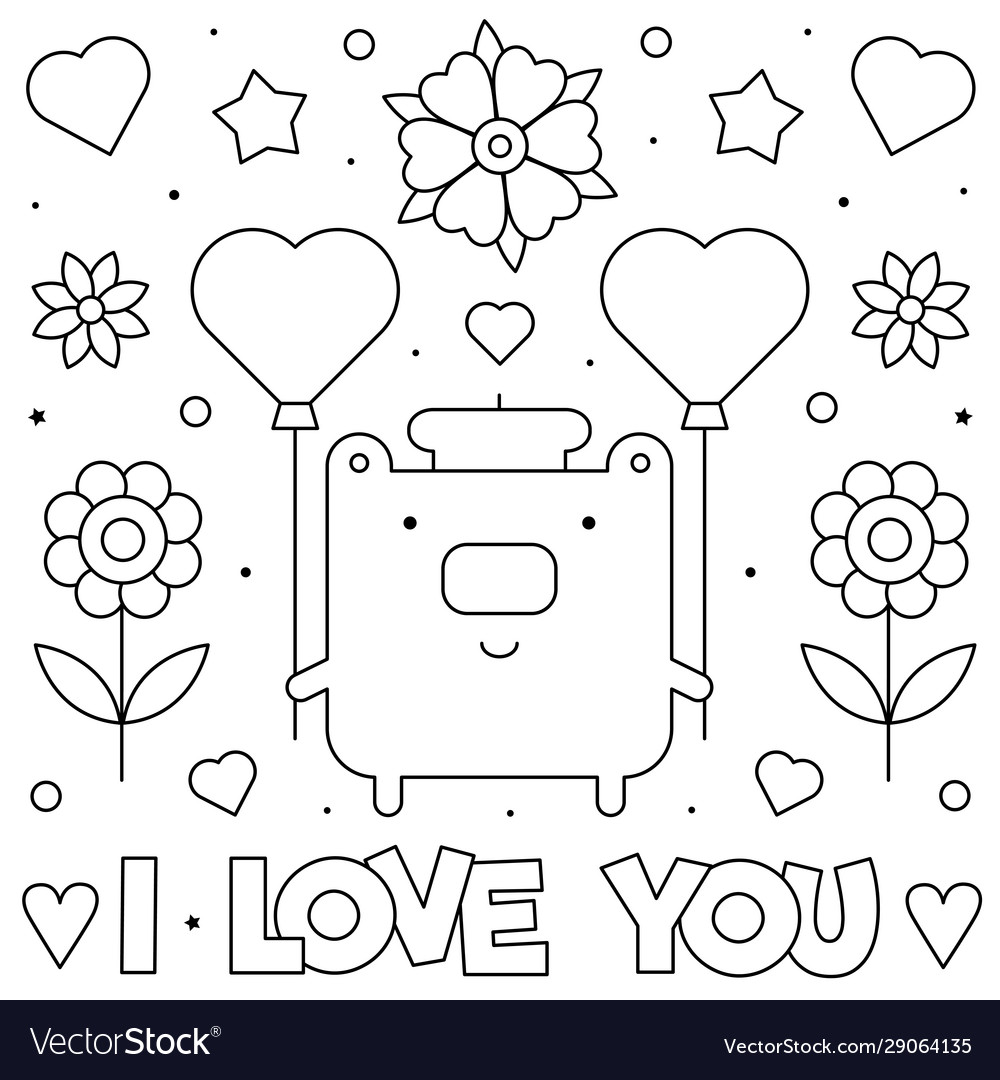 I love you coloring page black and white Vector Image