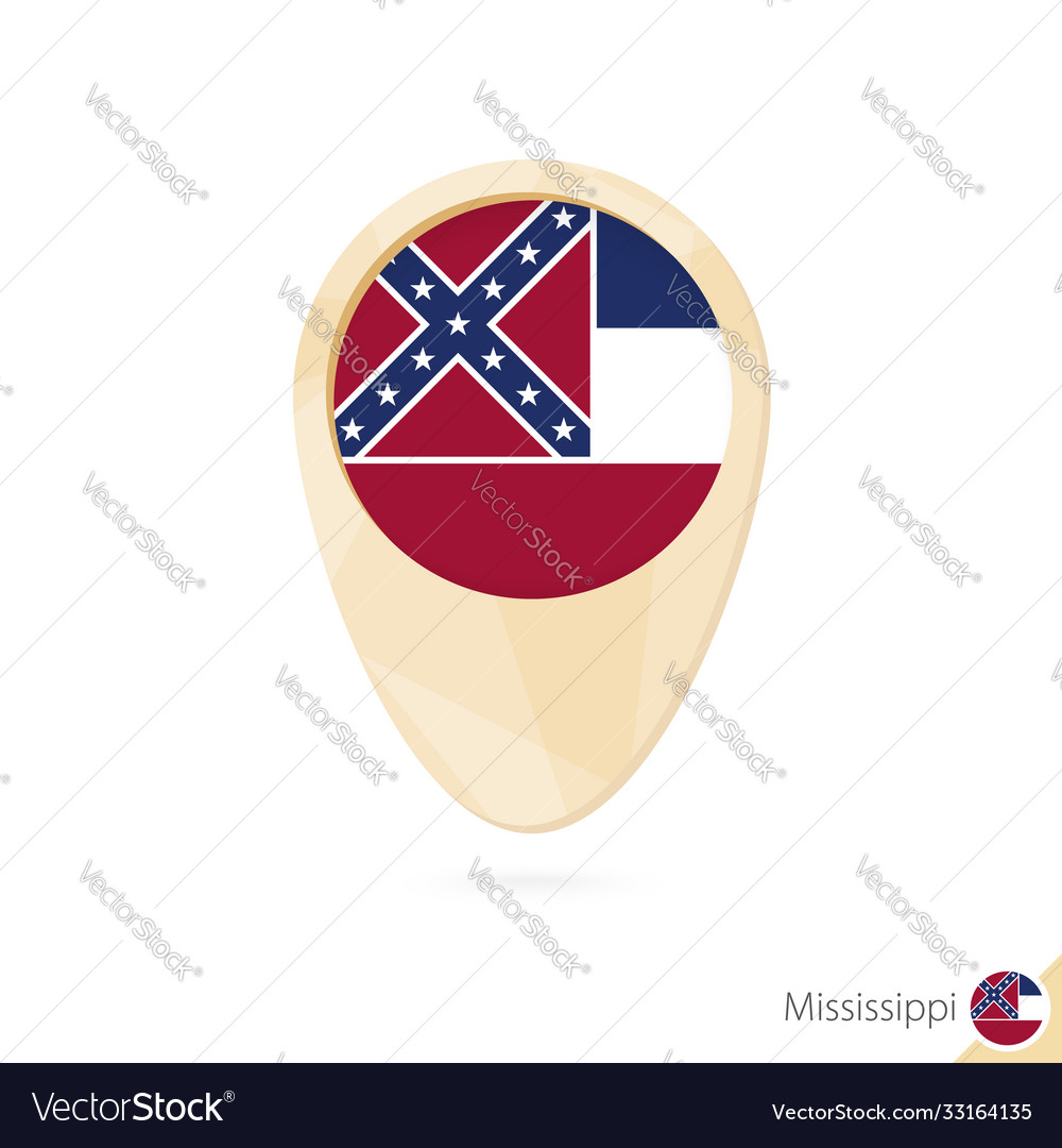 Map pointer with flag mississippi orange