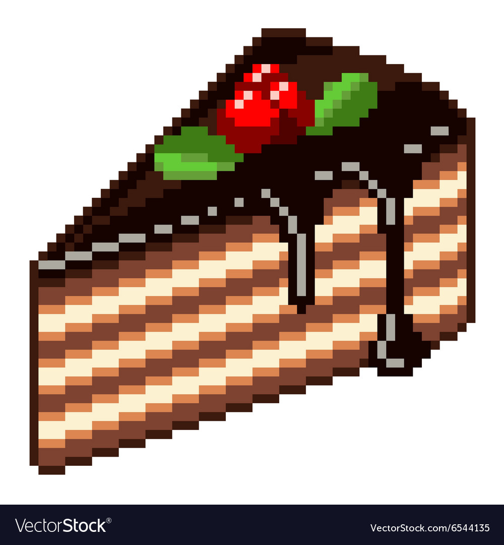 Pixel piece of cake isolated Royalty Free Vector Image