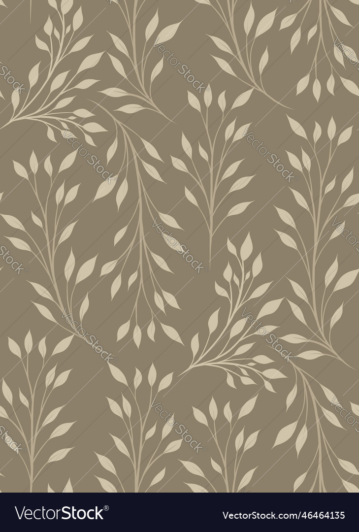 Seamless pattern with silhouette stems and leaves