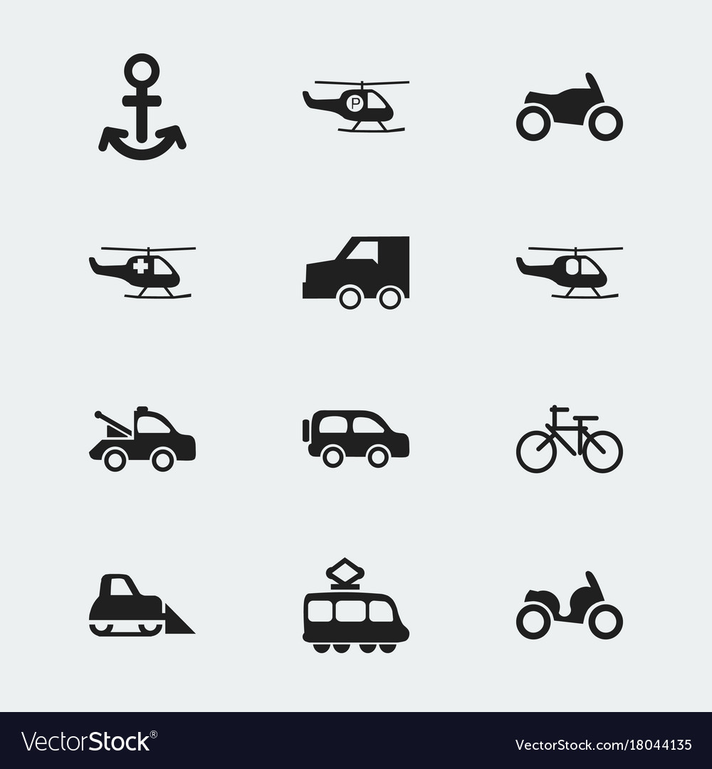 Set von 12 bearbeitbaren Transportsymbolen beinhaltet