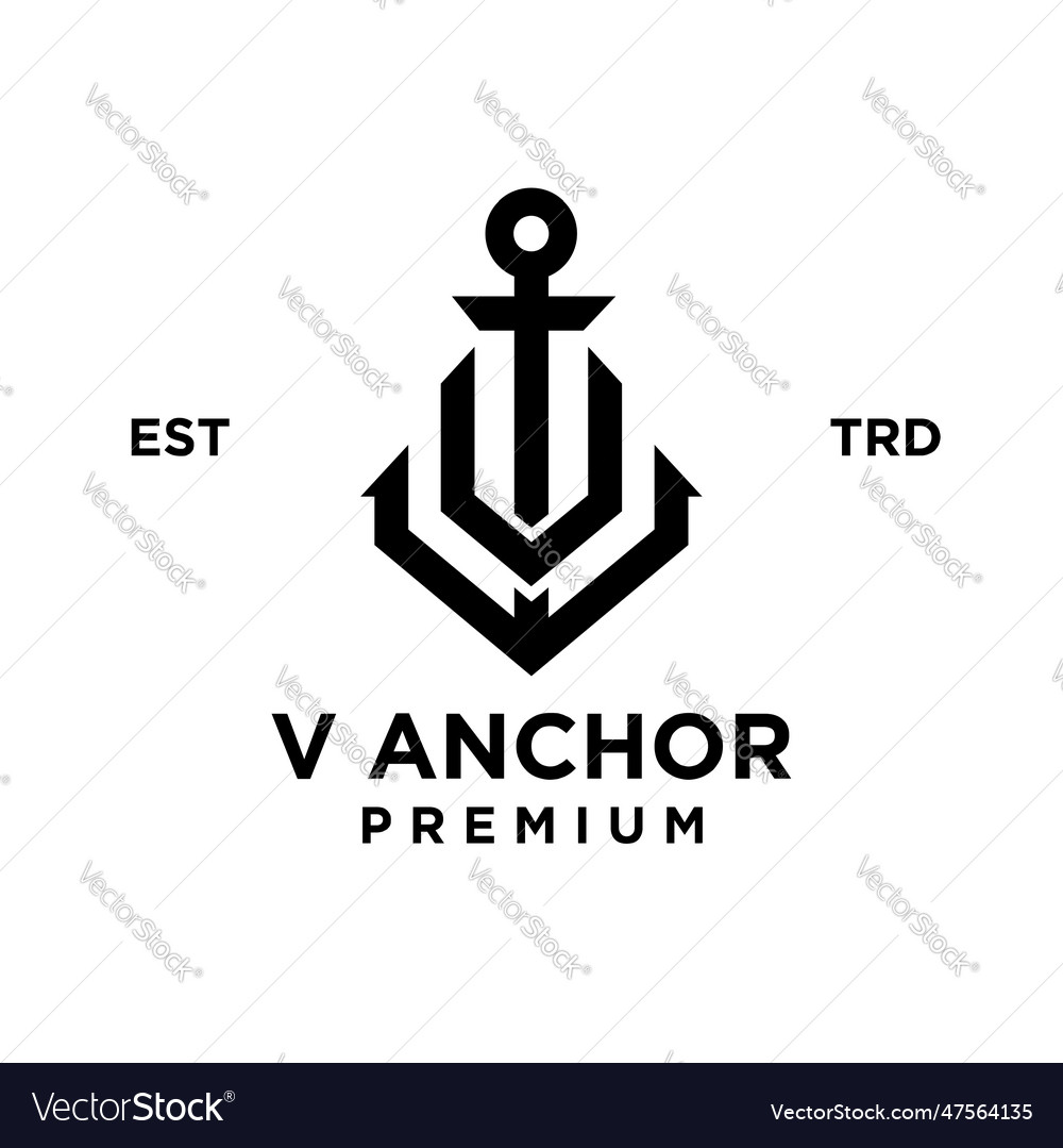 V anchor letter initial design icon logo