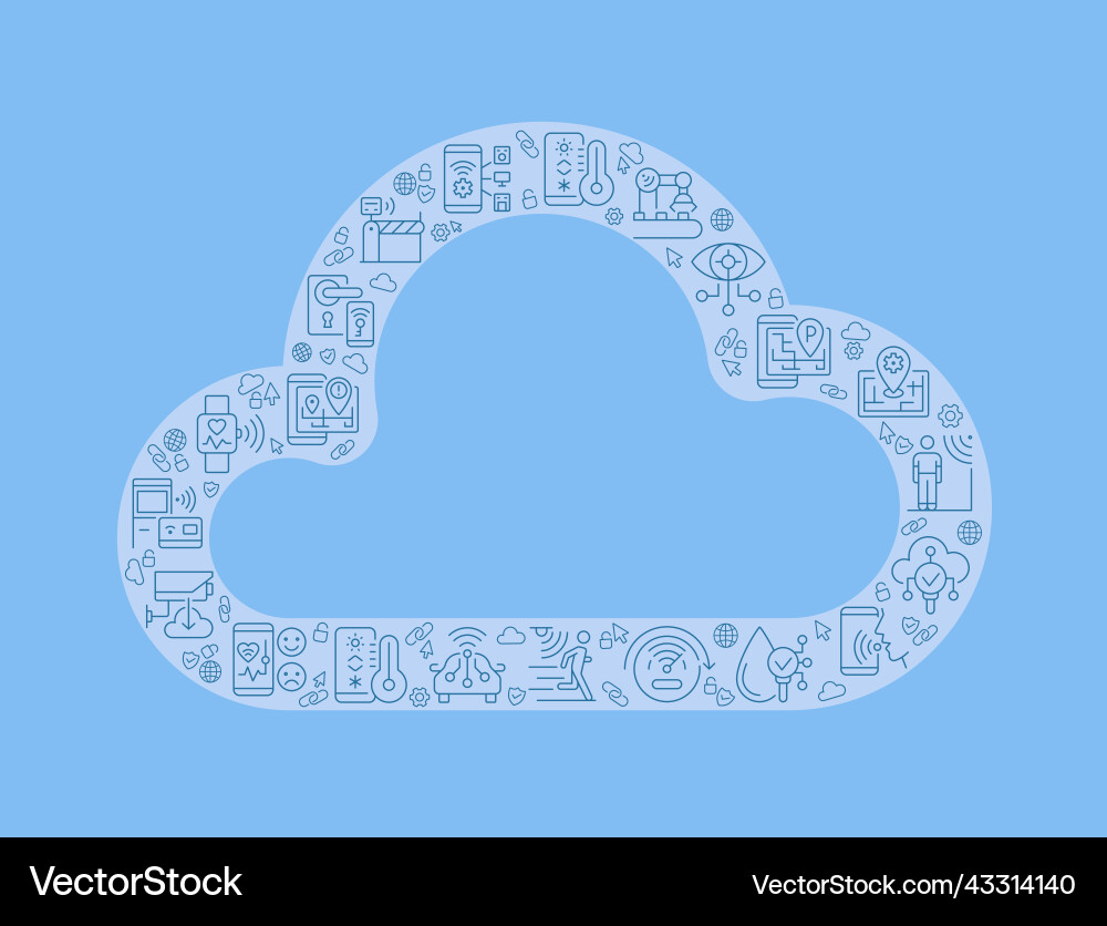 Cloud pixel perfect shaped concept filled Vector Image